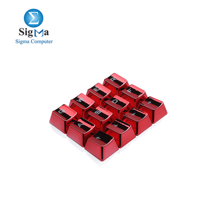 Redragon A103R 12 Keys Double Shot Injection Backlit Metallic Electroplated Red Color Keycaps for Mechanical Switch Keyboards with Key Puller