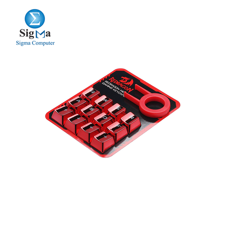 Redragon A103R 12 Keys Double Shot Injection Backlit Metallic Electroplated Red Color Keycaps for Mechanical Switch Keyboards with Key Puller