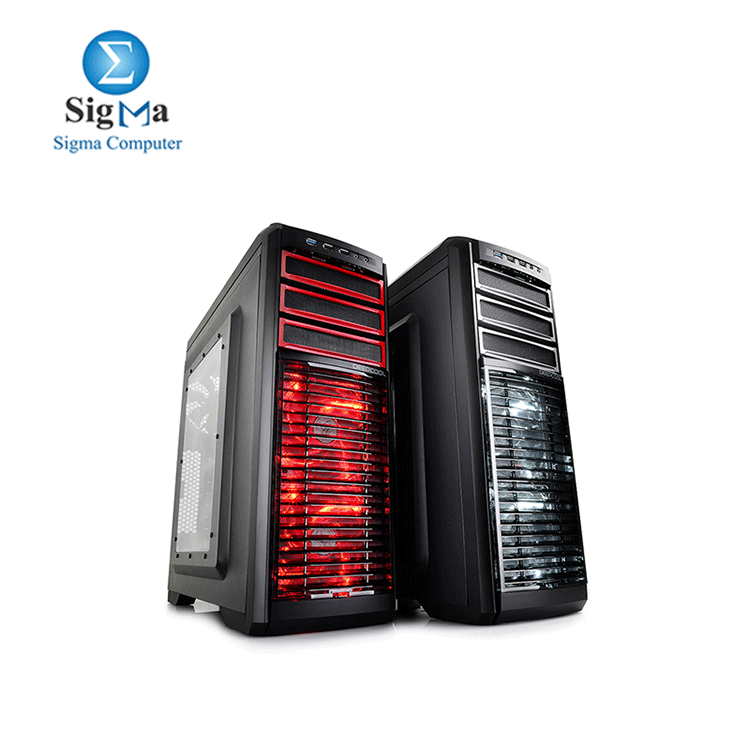 DEEPCOOL Gaming Case KENDOMEN Red ATX Mid Tower Computer Case Pre-installed 5 Cooling Fans With Side Window Support