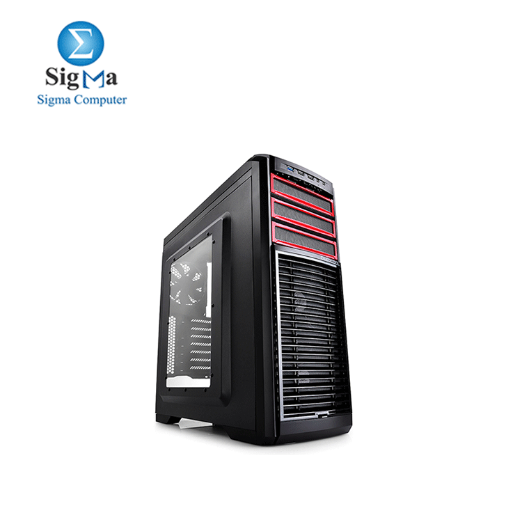 DEEPCOOL Gaming Case KENDOMEN Red ATX Mid Tower Computer Case Pre-installed 5 Cooling Fans With Side Window Support
