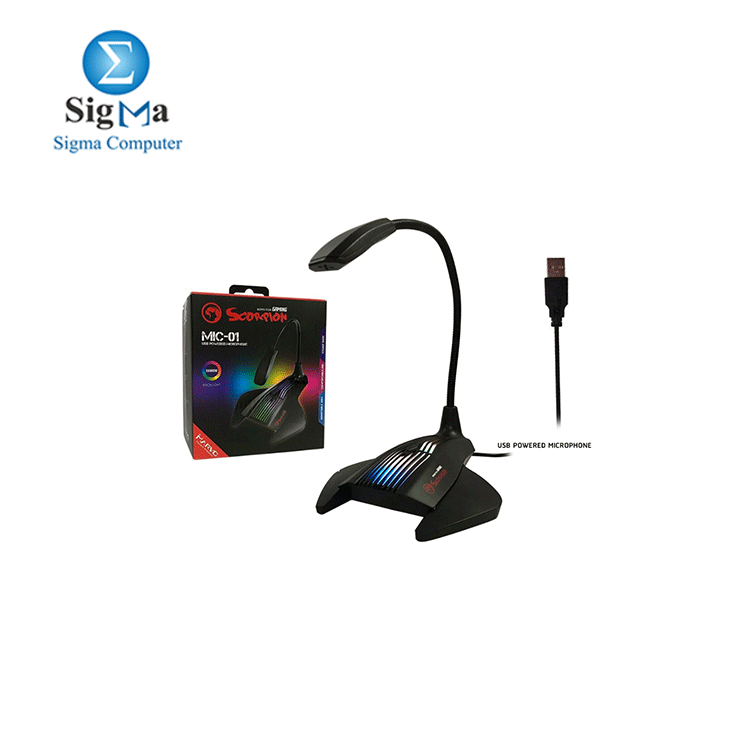 Marvo MIC-01 USB Powered 7-Color and RGB LED gaming Microphone_Black color