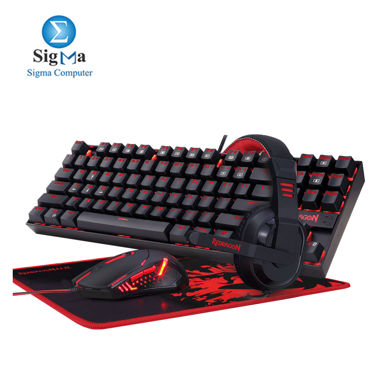 Redragon K552-BB Mechanical Gaming Keyboard and Mouse Combo   Large Mouse Pad   PC Gaming Headset with Mic  87 Key RED LED Backlit Keyboard 
