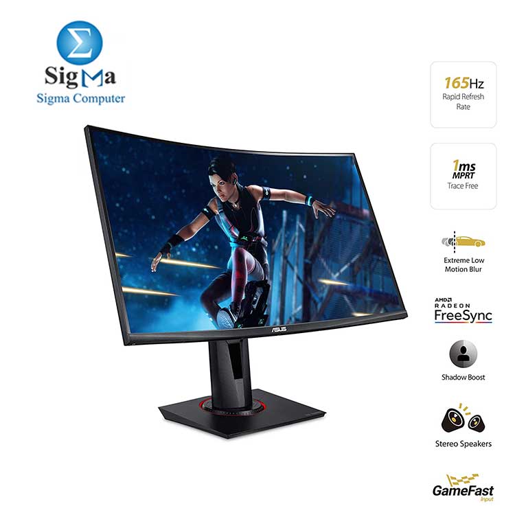 ASUS TUF Gaming VG27VQ 27” Curved Monitor, 1080P Full HD, 165Hz (Supports 144Hz), Freesync, 1ms