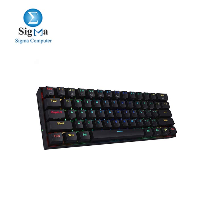 Redragon K530 Compact RGB Wireless Mechanical Keyboard, 61 Keys TKL Designed 5.0 Bluetooth Gaming Keyboard