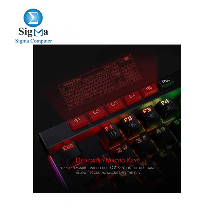 Redragon K580 VATA RGB LED Backlit Mechanical Gaming Keyboard    Dedicated Media Controls  Blue Switches 