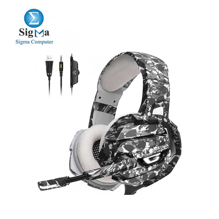 ONIKUMA K5 CAMOUFLAGE Gaming Headset with Mic  Noise Canceling   Blue LED Light For Mobile PC PS4 Mac  Xbox One