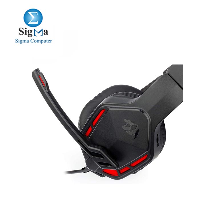 Redragon H220 THEMIS Wired Gaming Headset, Stereo Surround-Sound, Noise Cancelling with Mic Red LED Light