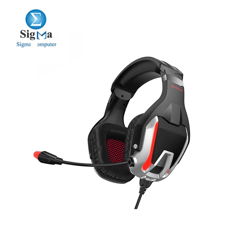 ONIKUMA K12 Stereo Gaming Headset for PC Consoles and Mobiles with LED Light Black RED
