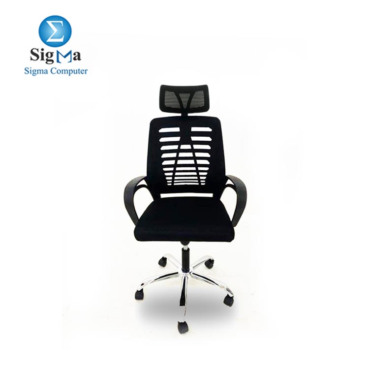 Black Office Chair with headrest mesh material BackRest OC-104