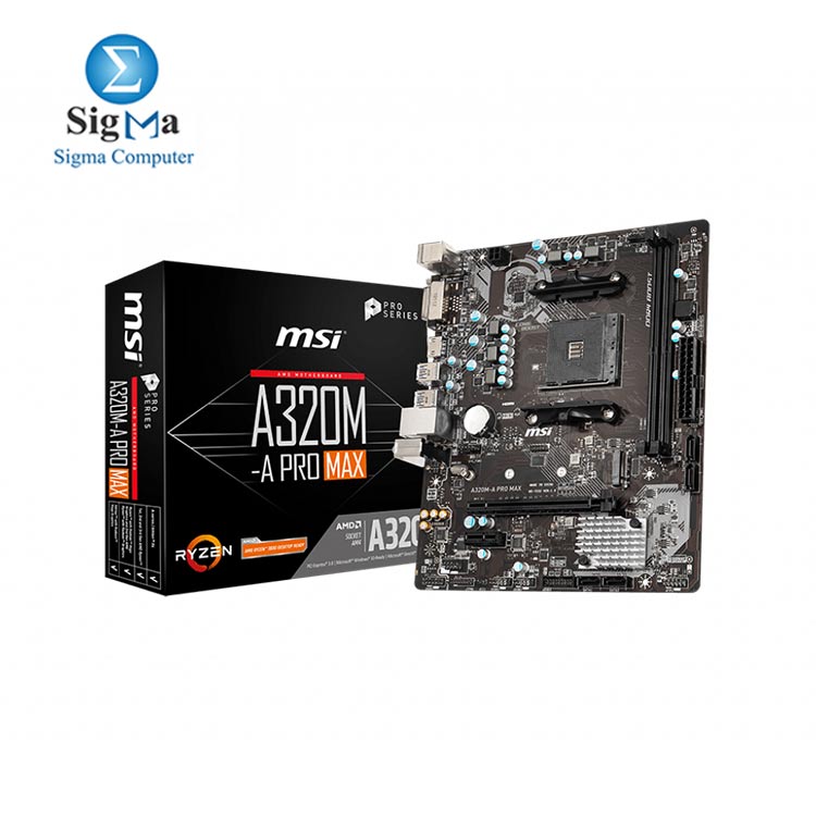 MSI A320M-A PRO MAX AMD AM4 motherboard inspired from architectural design, with Core Boost, DDR4 Boost, Turbo M.2, USB 3.2 Gen1