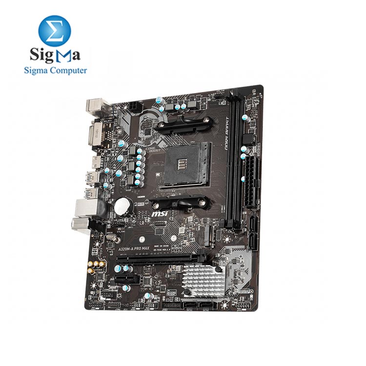MSI A320M-A PRO MAX AMD AM4 motherboard inspired from architectural design, with Core Boost, DDR4 Boost, Turbo M.2, USB 3.2 Gen1
