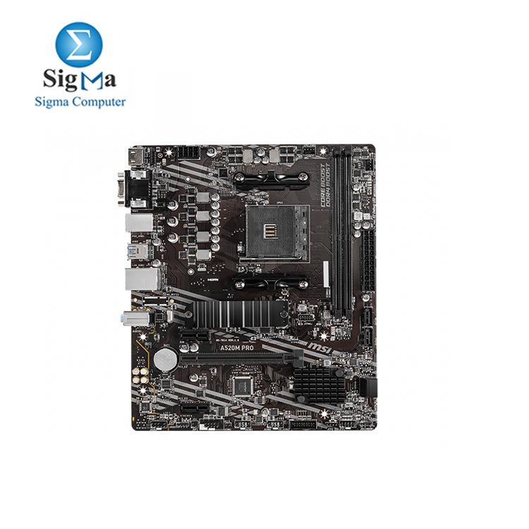 MSI A520M PRO Gaming Motherboard (AMD AM4, DDR4, PCIe 4.0, SATA 6Gb/s, Dual M.2, USB 3.2 Gen 1, HDMI/DP, Micro-ATX) 