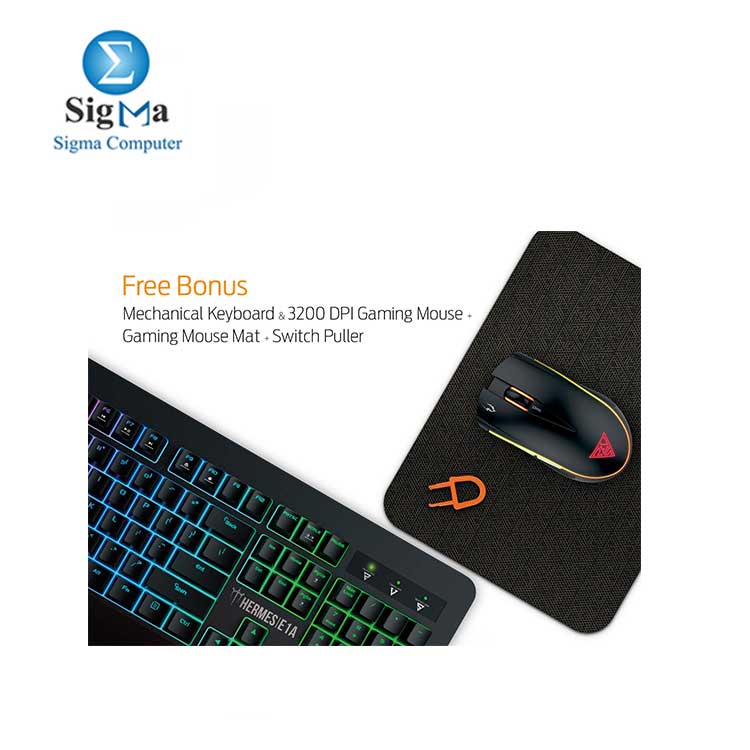 GAMDIAS Hermes E1A Mechanical Gaming Keyboard, Spill Resistant with Zeus E2 Optical Mouse and NYX E1 Mouse Mat