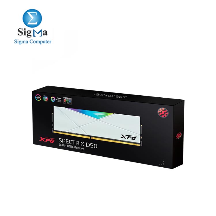 ADATA XPG Spectrix D50 RGB LED 16GB Kit 2 x 8GB DDR4 3600MHz CL18-20-20 - White