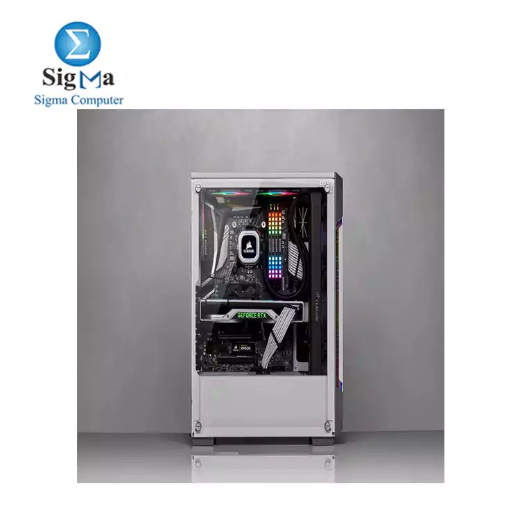  CORSAIR iCUE 220T RGB Airflow Tempered Glass Mid-Tower Smart Case — White