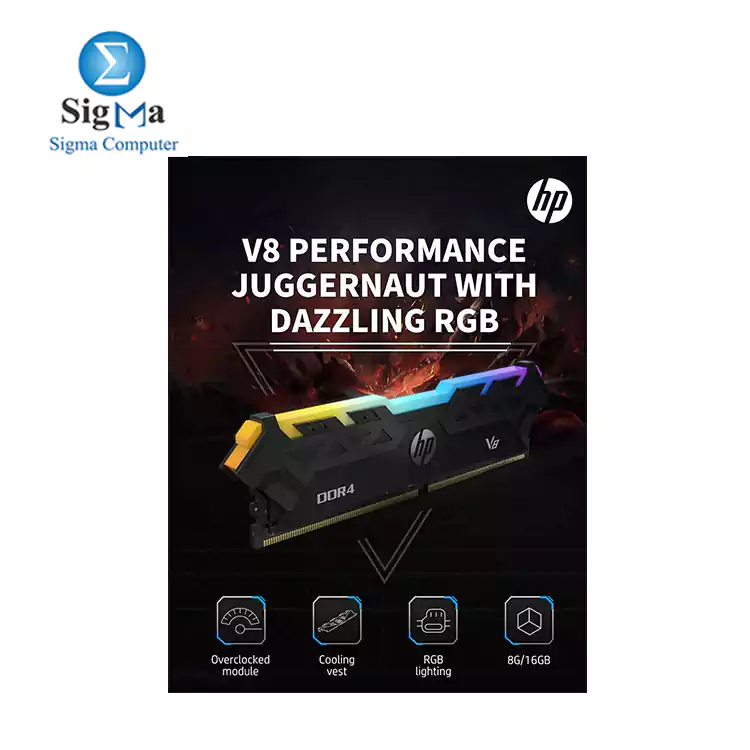 HP V8 RGB 16GB (2 x 8GB) DDR4 3600MHz U-DIMM CL18 Desktop Memory Kit - Black