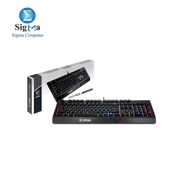 MSI VIGOR GK20 Gaming Keyboard  Ergonomic Designed Keycaps  Rainbow Lighting-Arabic