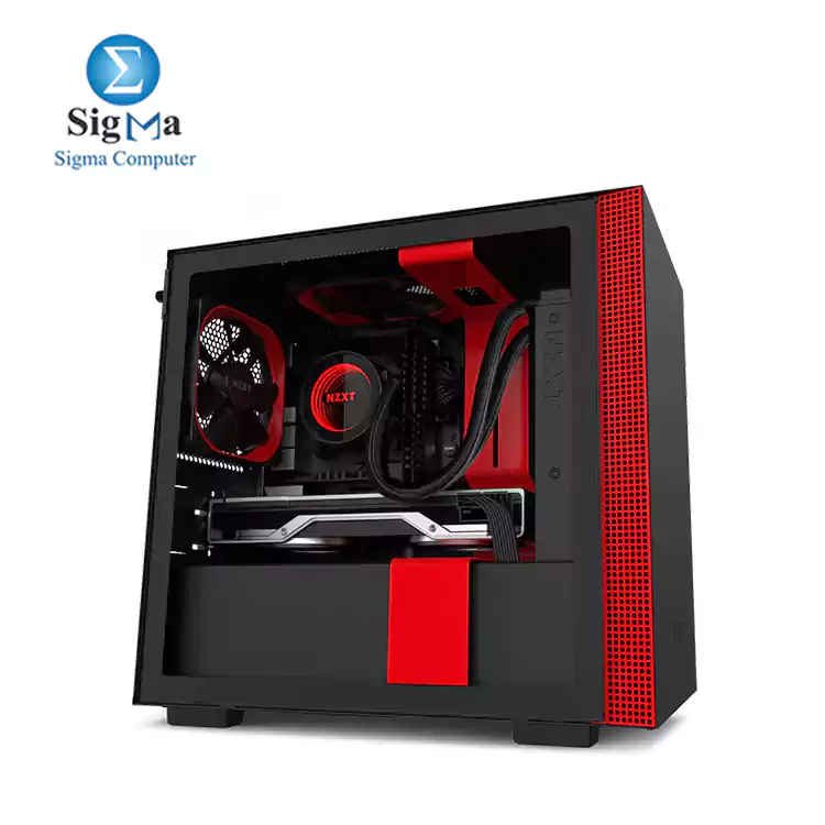 NZXT H210 CA-H210B-BR Mini ITX PC Gaming Case 2 FANS 120MM Black Red