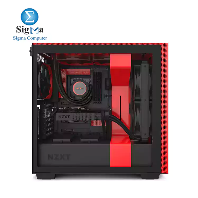 NZXT H710i FULL SMART CONTROL CA-H710i-BR ATX Mid Tower 3FANS 120mm- 1FAN 140mm Gaming Case-BLACK/RED