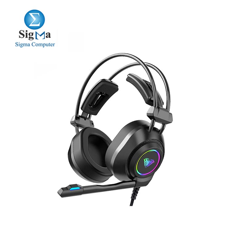 AULA S600 Game Headset Wired RGB Gaming Headphone Stereo Sound Headset 3.5 Headset with Mic for PS4 Computer -grey