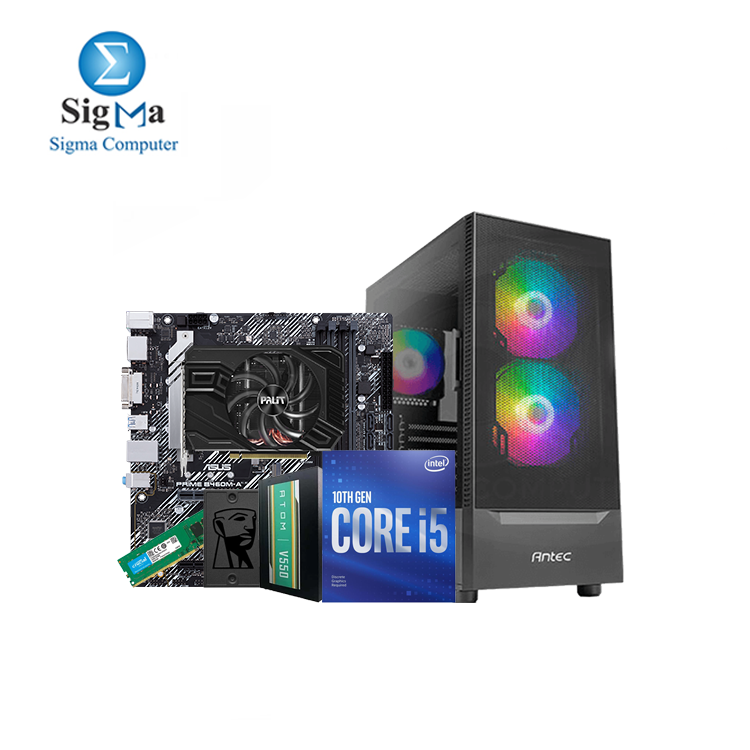 Intel Core i5-10400F ASUS PRIME B460M-A PALIT GeForce GTX 1660 Ti Crucial 8GB DDR4-3200 Kingston 240GB - A400 ANTEC NX4155 3FAN PSU ATOM ANTEC V550