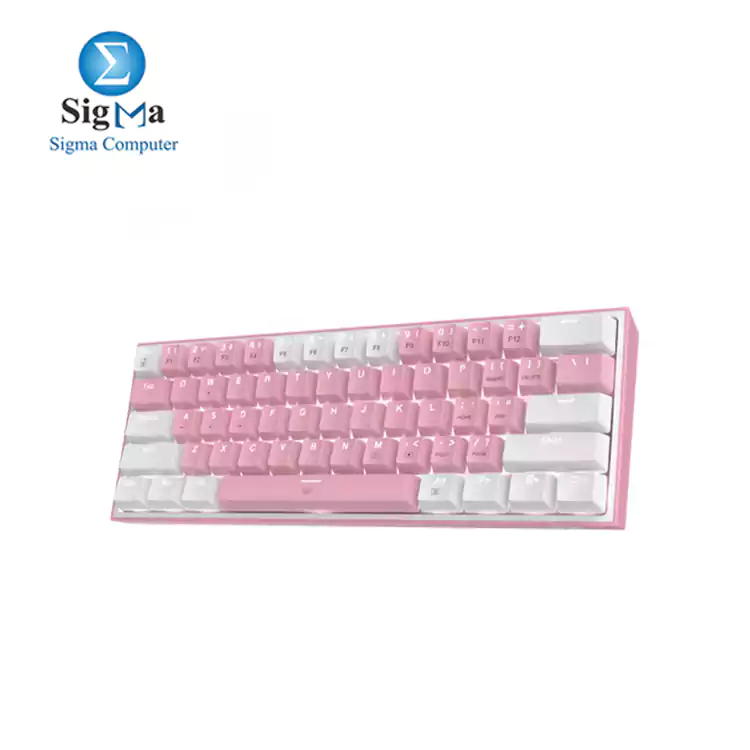 Redragon K617 FIZZ 60% Wired RGB Gaming Keyboard, 61 Keys Compact Mechanical Keyboard w/ White & Pink