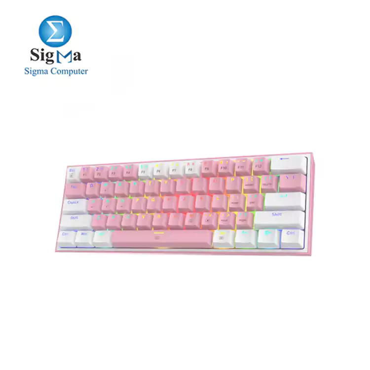 Redragon K617 FIZZ 60  Wired RGB Gaming Keyboard  61 Keys Compact Mechanical Keyboard w  White   Pink