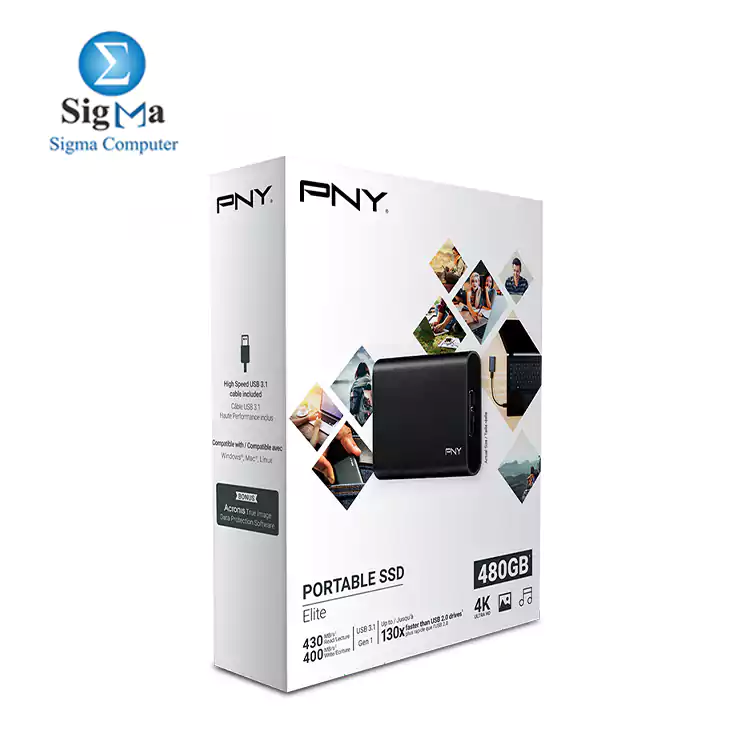 PNY Elite USB 3.1 Gen1 Portable SSD - 480GB