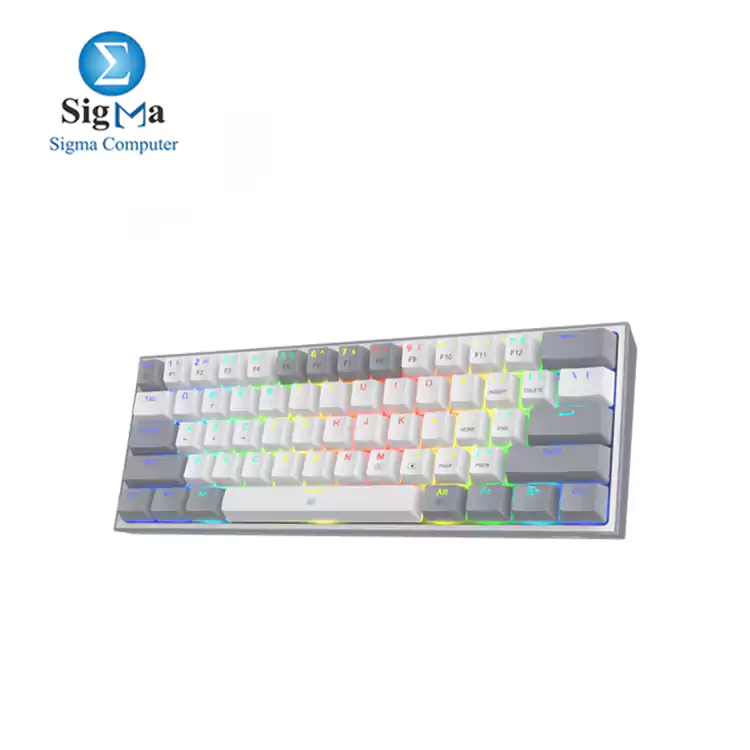 REDRAGON K617 Fizz RGB 60  Gaming Mechanical Keyboard     Red Switches  White Grey 