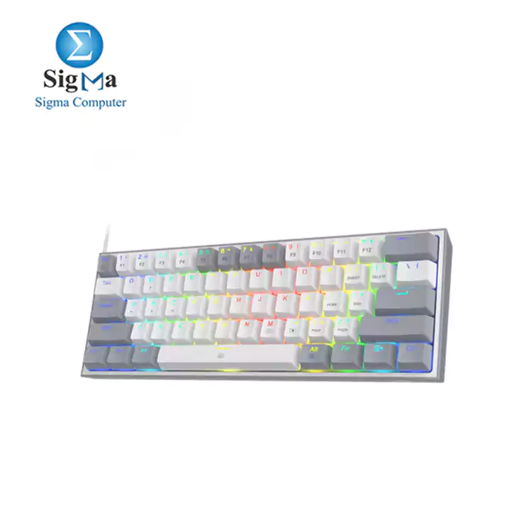 REDRAGON K617 Fizz RGB 60% Gaming Mechanical Keyboard – Red Switches (White Grey)
