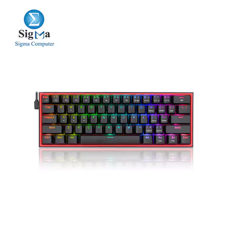 REDRAGON K617 Fizz RGB 60% Gaming Mechanical Keyboard – Red Switches -Black.
