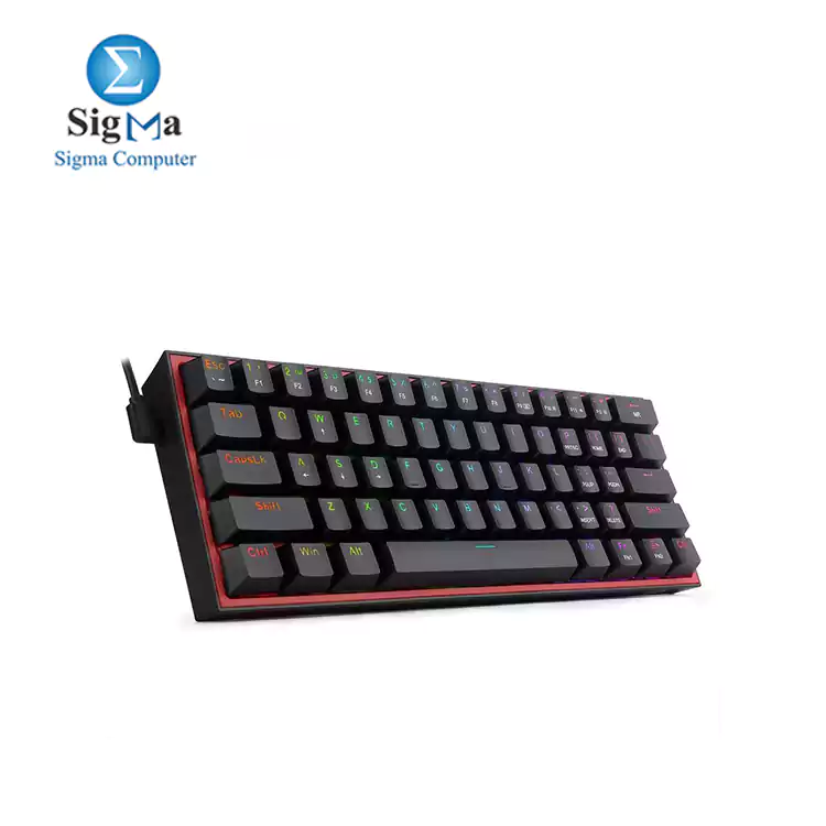 REDRAGON K617 Fizz RGB 60  Gaming Mechanical Keyboard     Red Switches -Black.
