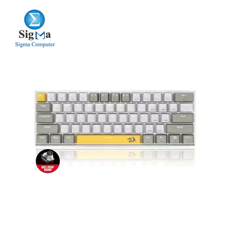 Redragon K606 Lakshmi Gaming Keyboard Yellow GREY WHITE [Brown Switches]