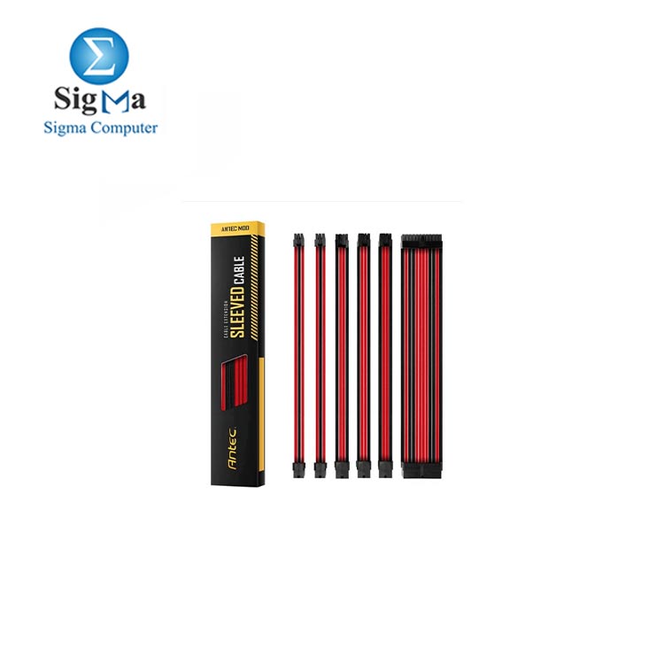  Antec PSU Sleeved Extension Cable Kit Red Black PSUSCB30-201-R B  