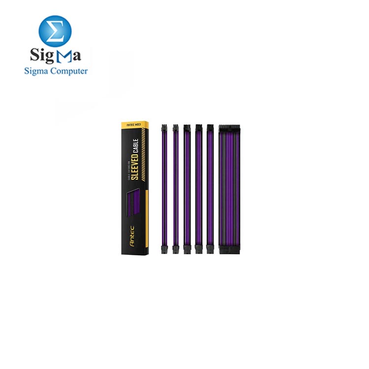 Antec PSU Sleeved Extension Cable Kit Purple Black PSUSCB30-205-P B 