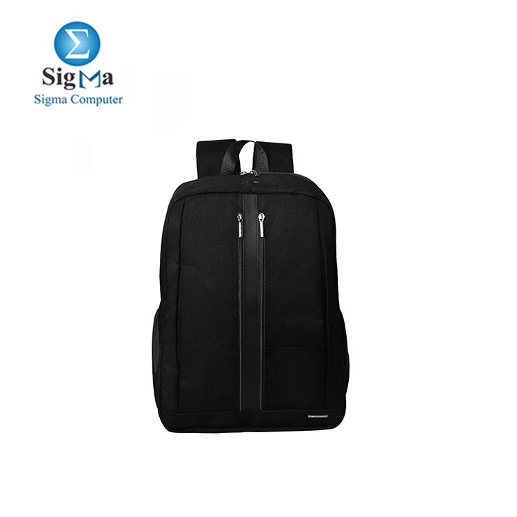 L avvento Discovery Backpack fit laptops up to 15.6  with Padded Laptop compartment and two Zipper on the Front  Nylon  PU - Black
