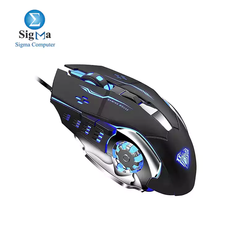AULA S20 USB Wired Gaming Mouse Programmable Optical Ergonomic Mouse with Breathing LED Lights for PC Laptop