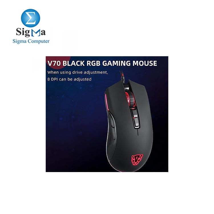 MOTOSPEED V70 RGB Backlight Gaming Mouse   500   6400 DPI  Black