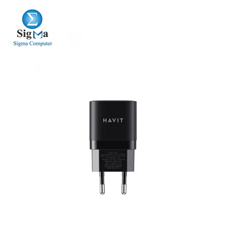 HAVIT CHARGE UC30 Wall Charger 33W Dual Ports( PD 30W,USB-A 18W) Support (PPS/PD3.0),EU Black