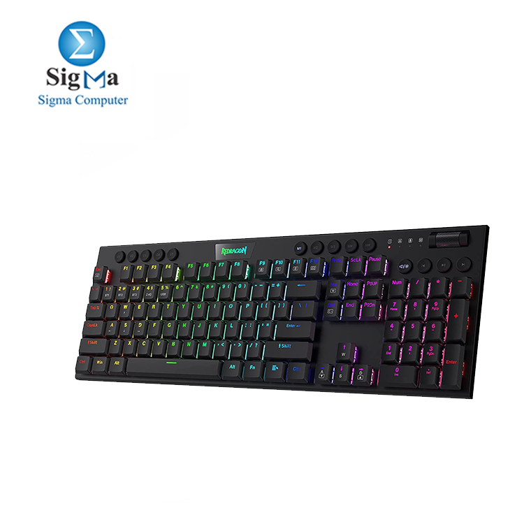 Redragon K618 Horus Wireless RGB Mechanical Keyboard, Bluetooth/2.4Ghz/Wired Tri-Mode Ultra-Thin Low Profile Gaming Keyboard w/No-Lag Cordless Connection RED Switch