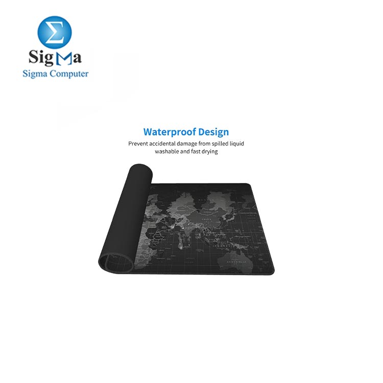 Black White World Map Large Gaming Mouse Pad with Stitched Edge Non-Slip Big Rubber Base Keyboard Desk Mat for Laptop Work Office Home Computer