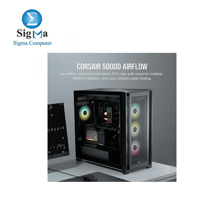 CORSAIR 5000D Airflow Black (Air up to 170mm) (VGA up to 400mm)+2 Fan (CC-9011210-WW)