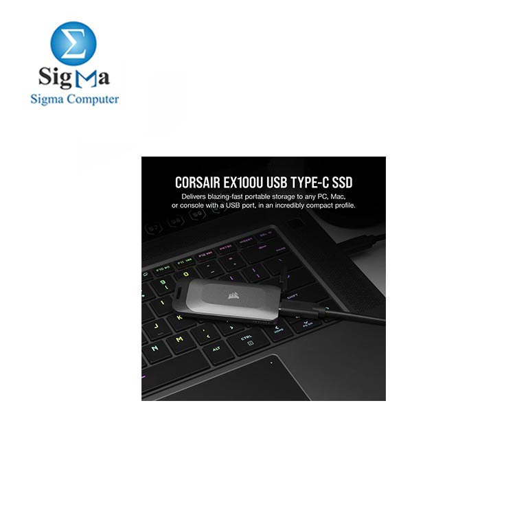 CORSAIR SSD EX100U 2TB Portable Solid State USB Type-C Storage Drive