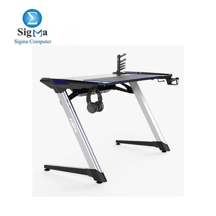 DXRacer NEX Gaming Desk – Black/Silver/Blue - Main view