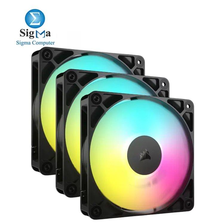 Corsair RS120 ARGB – 120mm PWM fans with 8 ARGB LEDs, up to 2100 RPM, 72.8 CFM airflow, Magnetic Dome bearing, and Zero RPM mode. - Main view