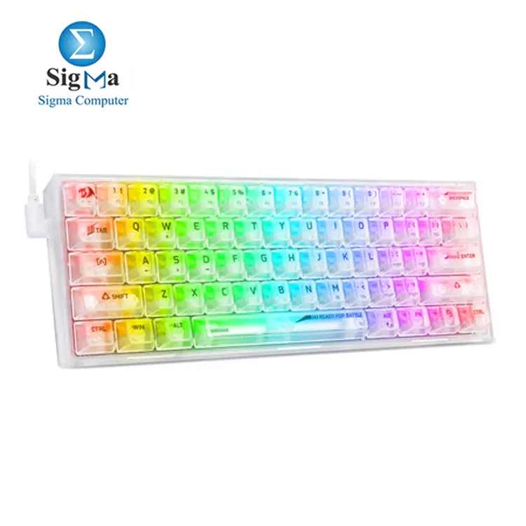 REDRAGON FIZZ K617CTB Mechanical TRANSPARENT Switch RGB BACKLIGHT 60% Hot-Swappable - WHITE - Main view