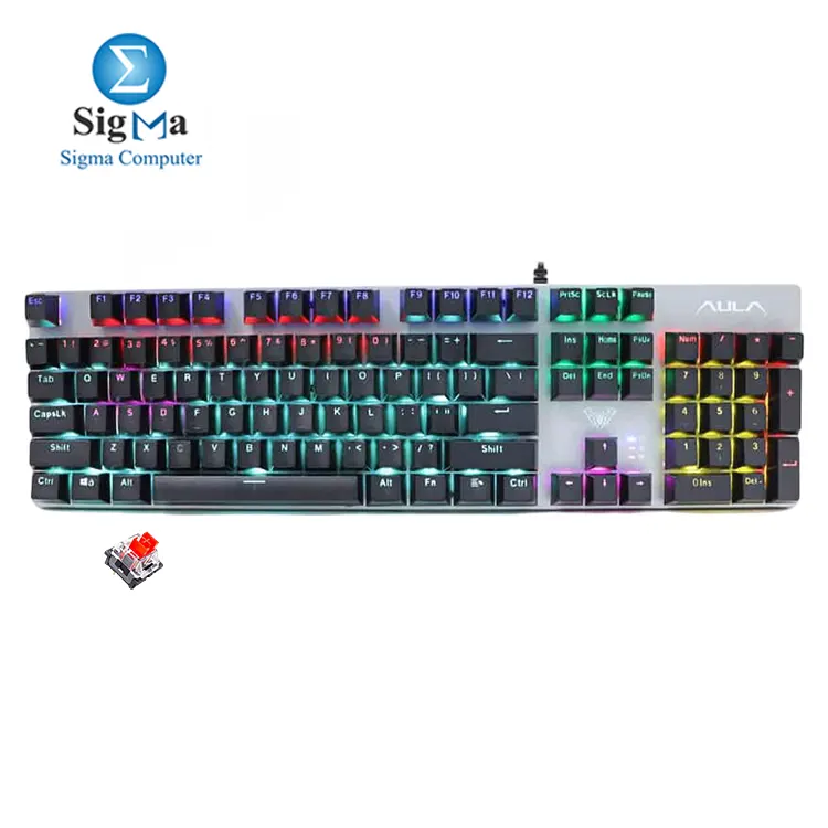Aula F2068Pro Mechanical Keyboard Red Switch – 104 Keys, USB, Rainbow - Main view