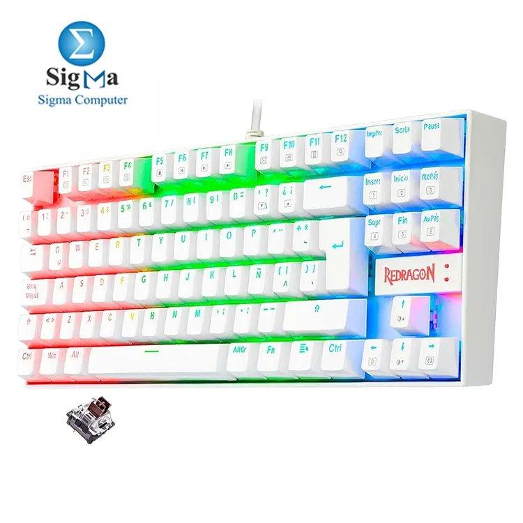 Redragon K552 KUMARA Brown Switches RGB Mechanical Gaming Keyboard WHITE - Main view