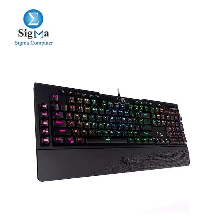 Redragon K586 Brahma RGB Gaming Mechanical Keyboard-BLACK - blue switches - Main view