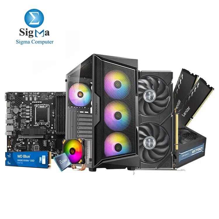 I5 13400F / 4060 8GB Bundle - MSI PRO B760M-P DDR4 - Intel Core i5-13400F Tray - Lexar THOR 2x8GB 3200Mhz - ASUS RTX 4060 8GB - Western Digital SN580 1TB - Antec AX61 Elite And Atom B750 PSU - air cooler Silverstone SST- AR12 - Main view